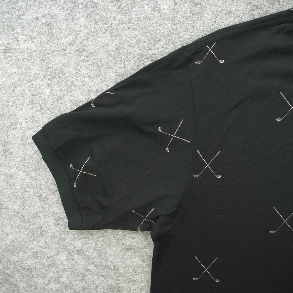 Vintage Polo Ralph Lauren Golf Shirt Mens Medium Black Club Print AOP Cotton - Picture 5 of 9